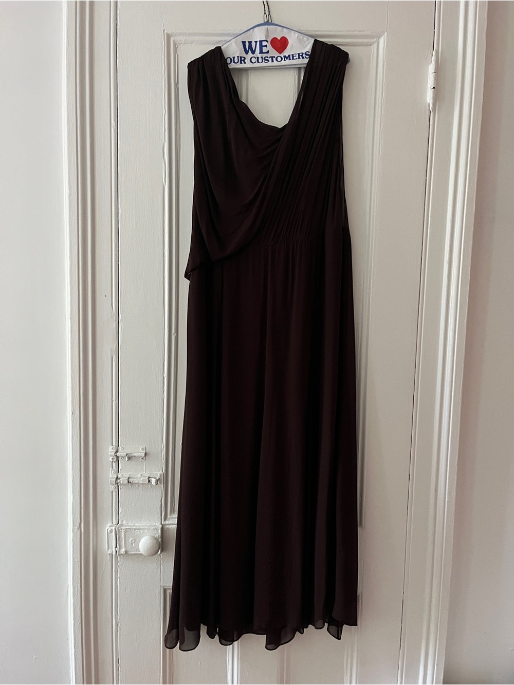 Shona Joy One-Shoulder Blouson Maxi Dress in Dark Brown - Picture 3 of 3